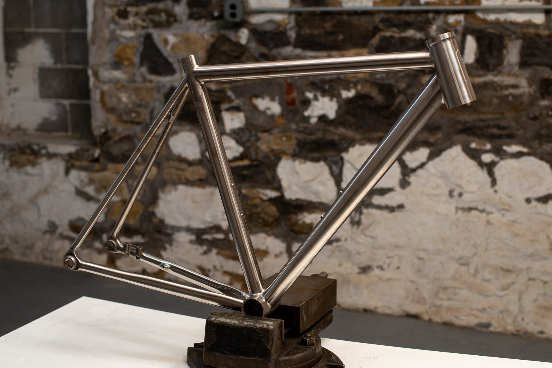 Great Divide Disc frameset rear three-quarter view showing seatstays and dropouts